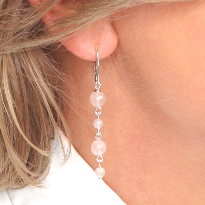 Ohrringe Rosenquarz Perlen Ohrhänger - Sterling Silber - ARLIZI 2501 - Rosy