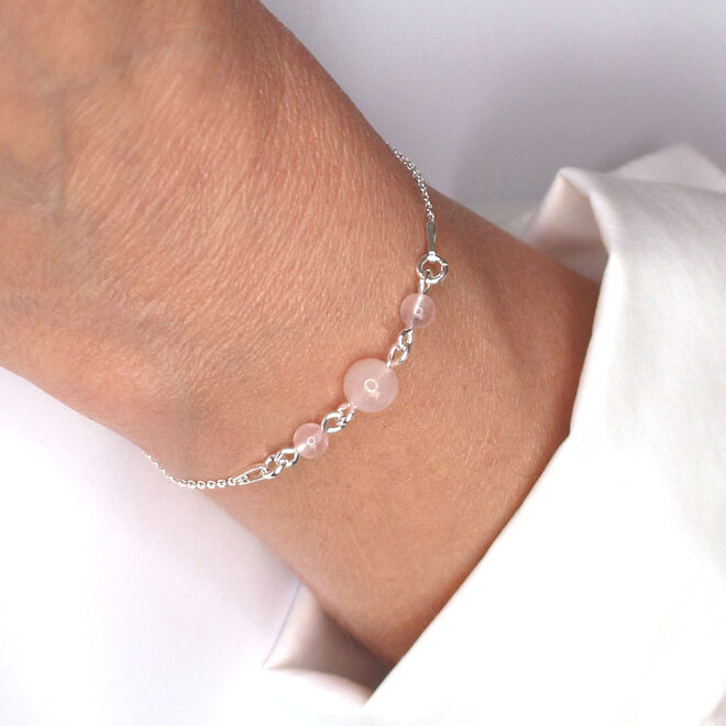 Armband Rosenquartz Perlen - Sterling Silber - ARLIZI 2503 - Rosy