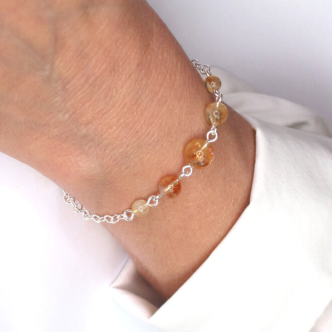 Armband Citrin Perlen - Sterling Silber - ARLIZI 2510 - Feline