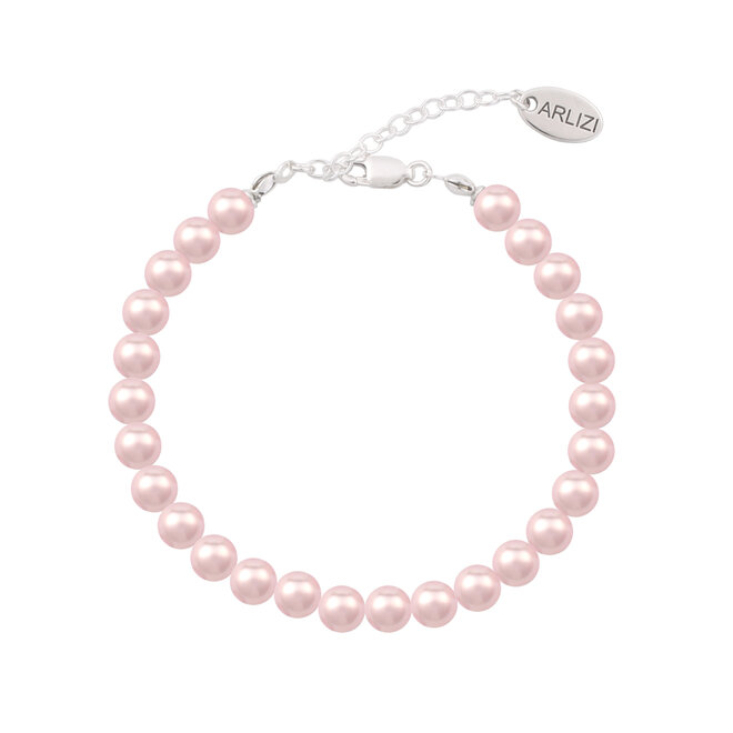 Parel armband lichtroze 6mm - sterling zilver - 2499