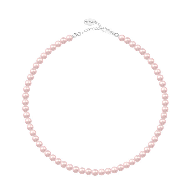 Parel ketting lichtroze 6mm - sterling zilver - 2500