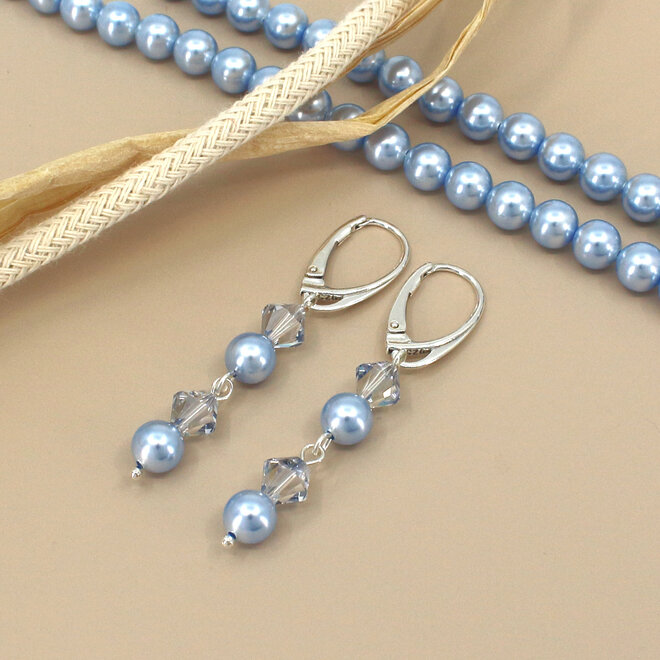 Perlenarmband Hellblau 6mm - Sterling Silber - ARLIZI 2495 - Noa