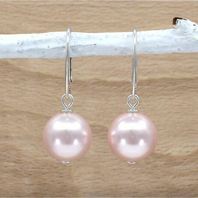 Oorbellen Swarovski parel hanger lichtroze - sterling zilver - ARLIZI 2497 - Noa