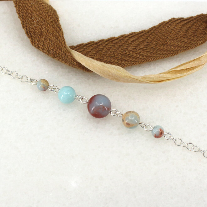 Armband Jaspis Perlen - Sterling Silber - ARLIZI 2508 - Maya