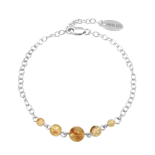 Armband citrien kralen sterling zilver - 2510