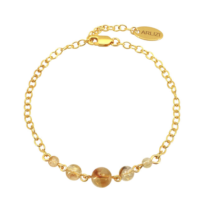 Armband Citrin Perlen vergoldet - 2512