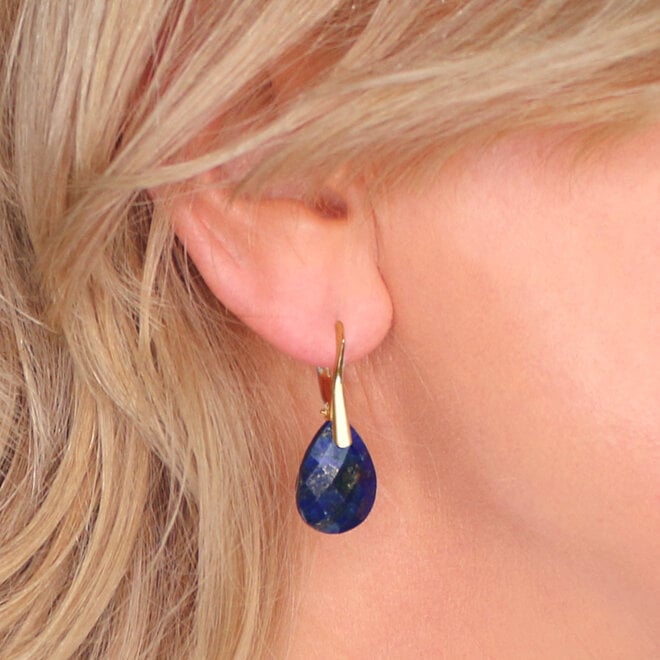 Oorbellen lapis lazuli druppel hanger - verguld - ARLIZI 2513 - Allegra