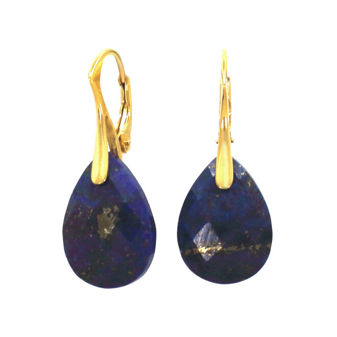 Ohrringe Lapislazuli Tropfen vergoldet - 2513