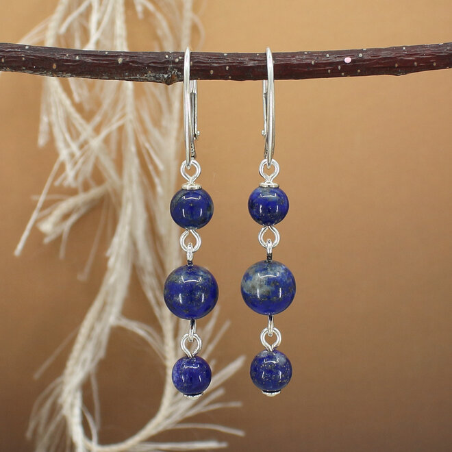 Ohrringe Lapislazuli Perlen Ohrhänger - Sterling Silber - ARLIZI 2514 - Allegra