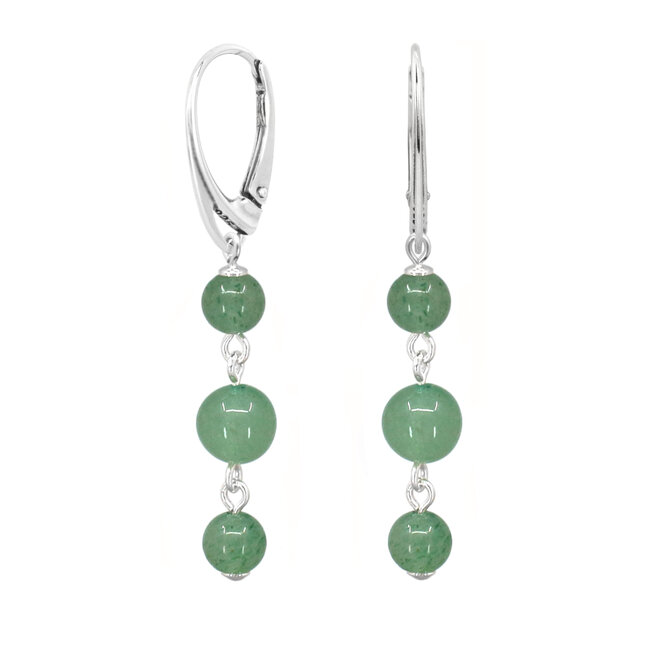 Oorbellen aventurijn kralen oorhangers - sterling zilver - ARLIZI 2517 - Novi