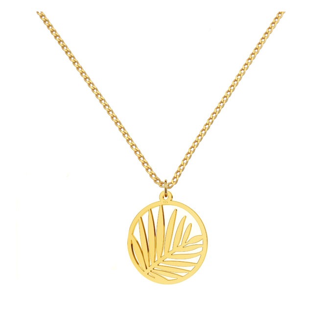 Ketting palmblad hanger verguld - 2524