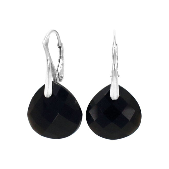 Oorbellen onyx druppel S sterling zilver - 2522