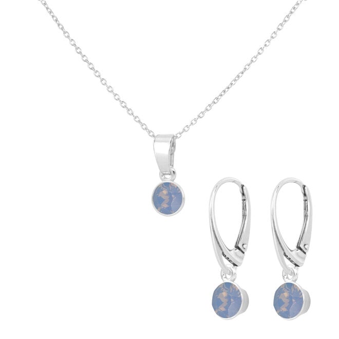 Schmuckset opalblauer Kristall 925 Silber - 2474