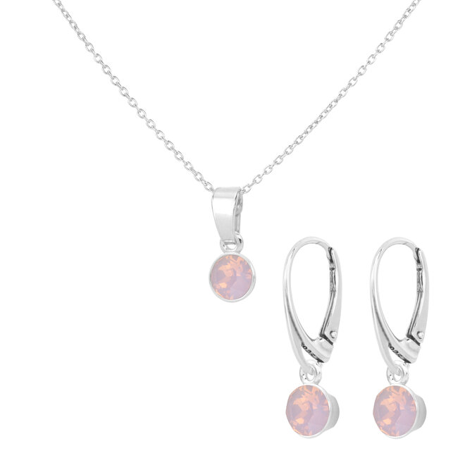 Schmuckset opalrosa Kristall 925 Silber - 2475