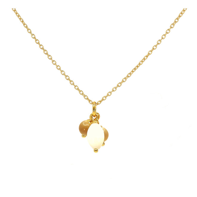 Ketting parelmoer kralen hanger verguld - 2527