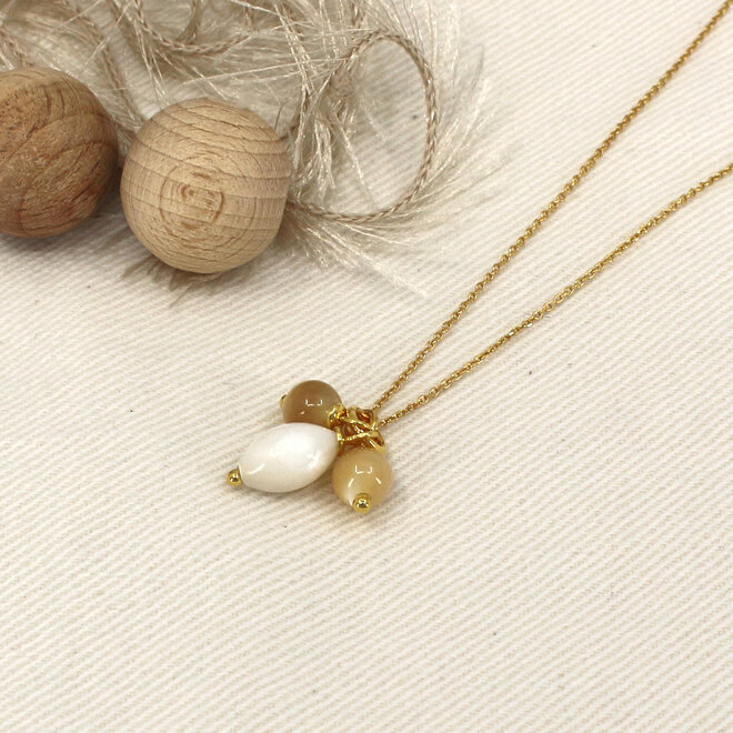 Ketting parelmoer kralen hanger - verguld - ARLIZI 2527 - Molly