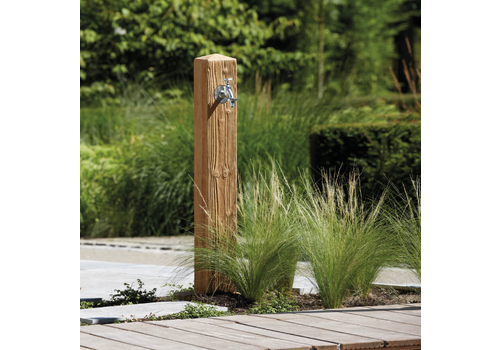 Kraanpaal wood light met chrome kraan 