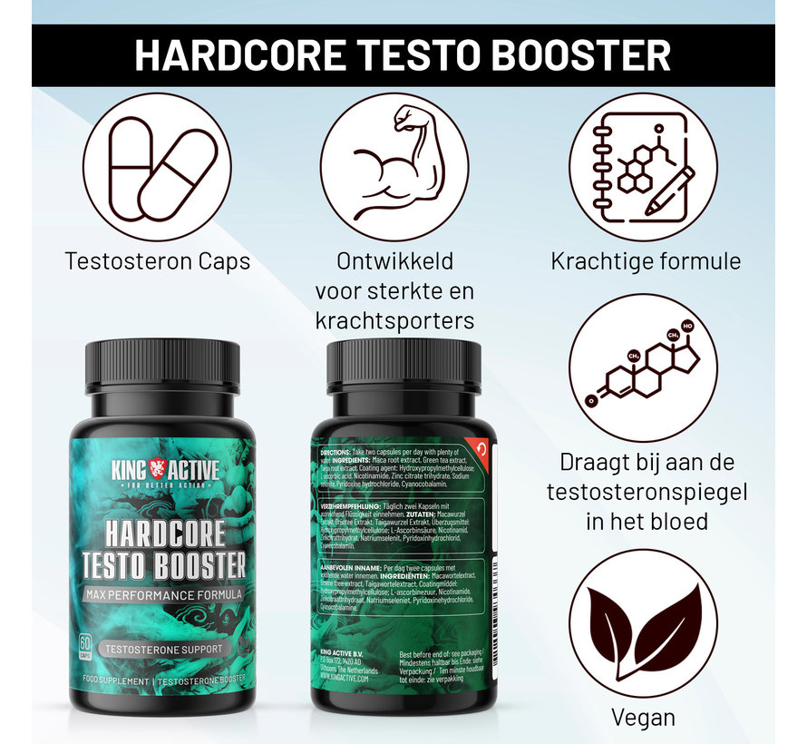 King Active - Hardcore Testo Booster - 60 caps - Testosteron Booster | Potentie, Kracht & Testosteron