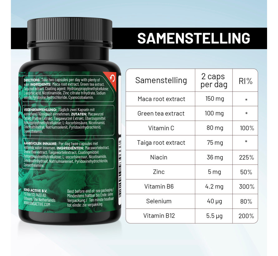 King Active - Hardcore Testo Booster - 60 caps - Testosteron Booster | Potentie, Kracht & Testosteron