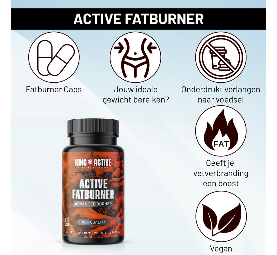 Active Fatburner - 60 vegan caps – Afslankmiddel - Ondersteuning bij vermoeidheid
