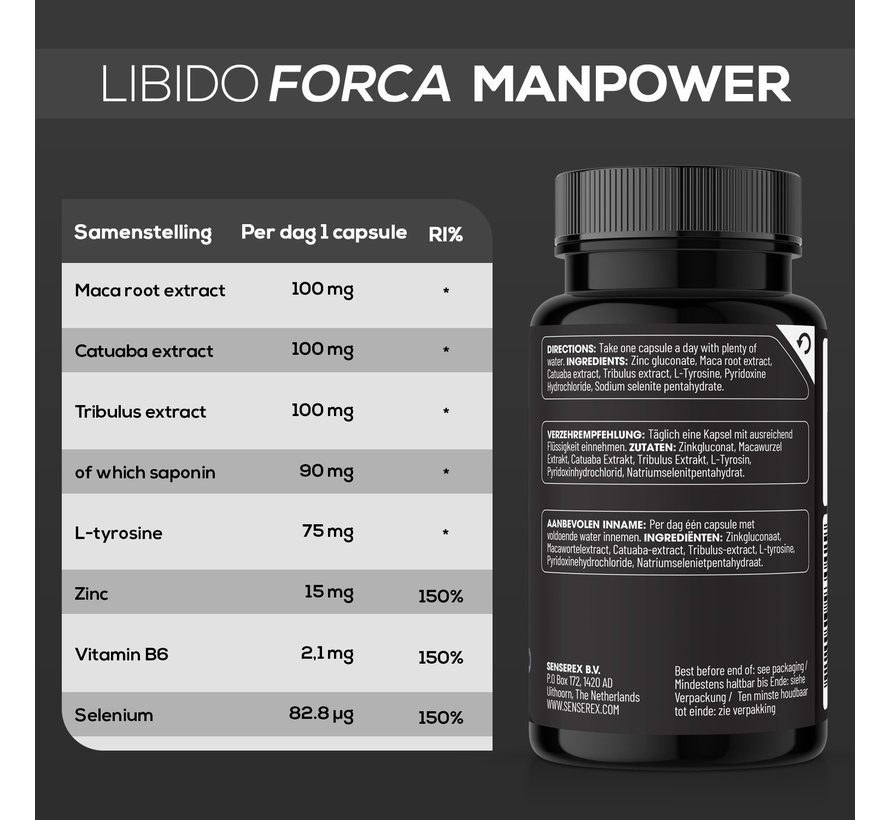 Libido Forca Manpower - 60 vegan caps – Erectiepillen Kuur