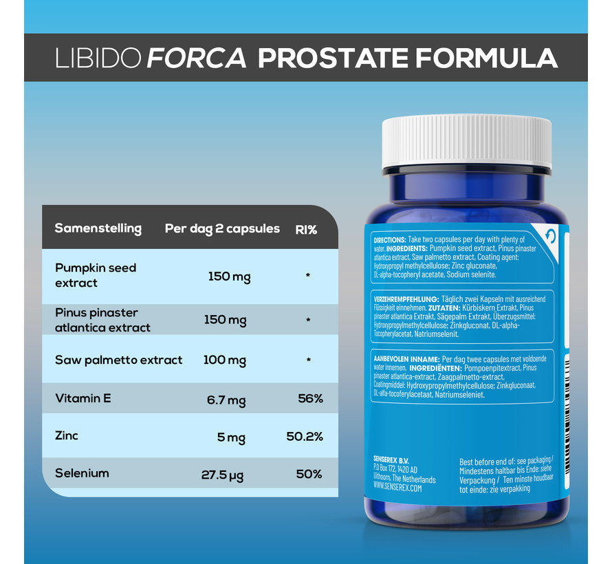 Libido Forca Prostate Formula - 60 vegan caps - Prostaat &  Potentie Formule
