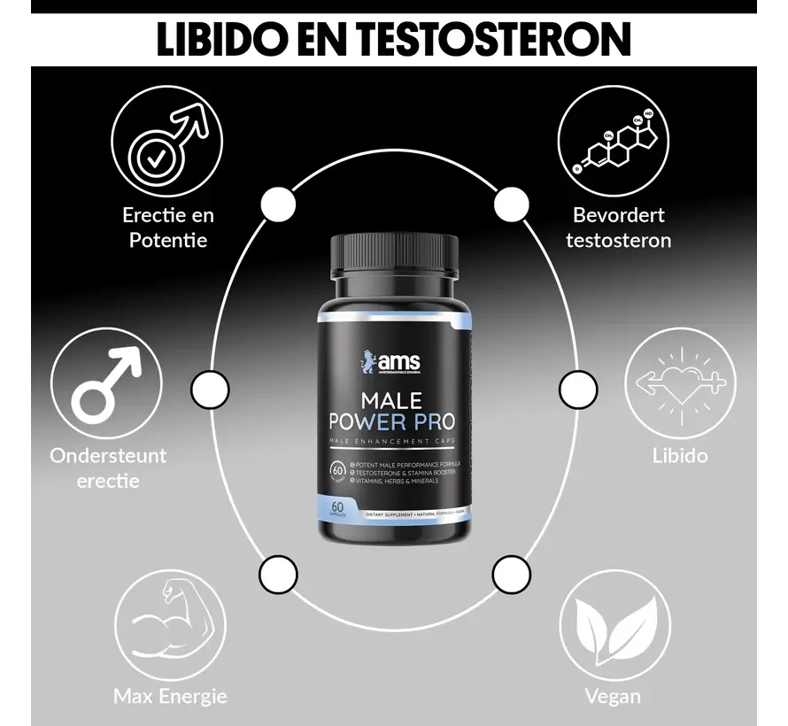 Male Power Pro - 60 Vegan caps - Erectie & Libido Booster  - Erectiepillen Kuur - Krachtige Formule