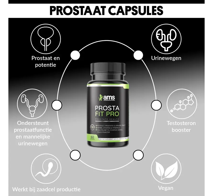 Prosta Fit Pro - 60 vegan caps - Prostaat, Potentie & Urinewegen – Helpt met normaal plassen