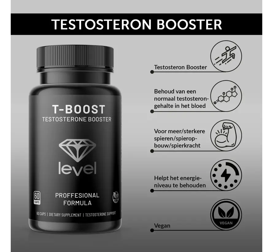 Level T – Boost - 60 Vegan caps - Testosteron & Potentie Booster – Testo Caps