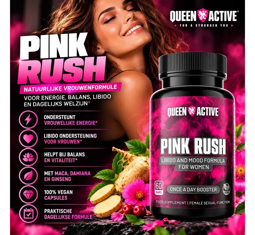 Pink Rush® – 60 Vegan Capsules | Libido Booster voor Vrouwen met Maca & Ginseng
