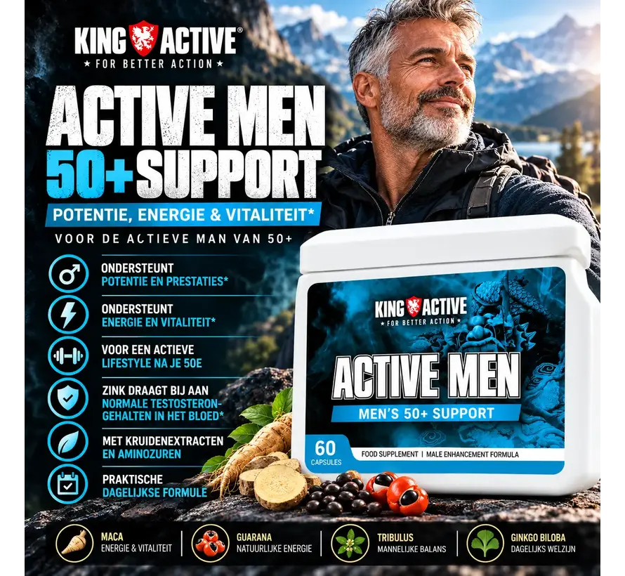 Active Men 50+ Support - 60 caps - Potentie, Energie & Vitaliteit*