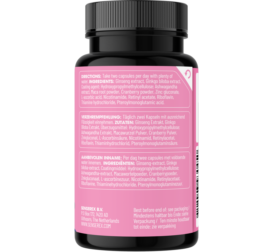 Female Libido Booster | Vrouwenformule met Ginseng, Ginkgo & Zink | 60 Capsules