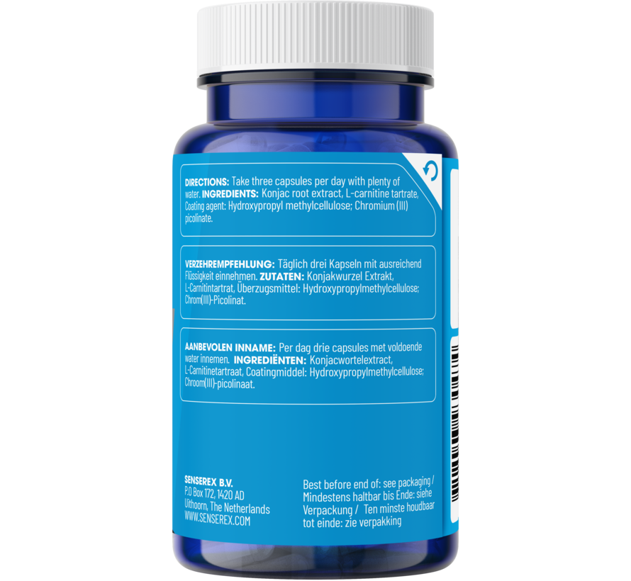 Natural Fatburner | Formule met Konjac, L-Carnitine & Chroom | 60 Capsules
