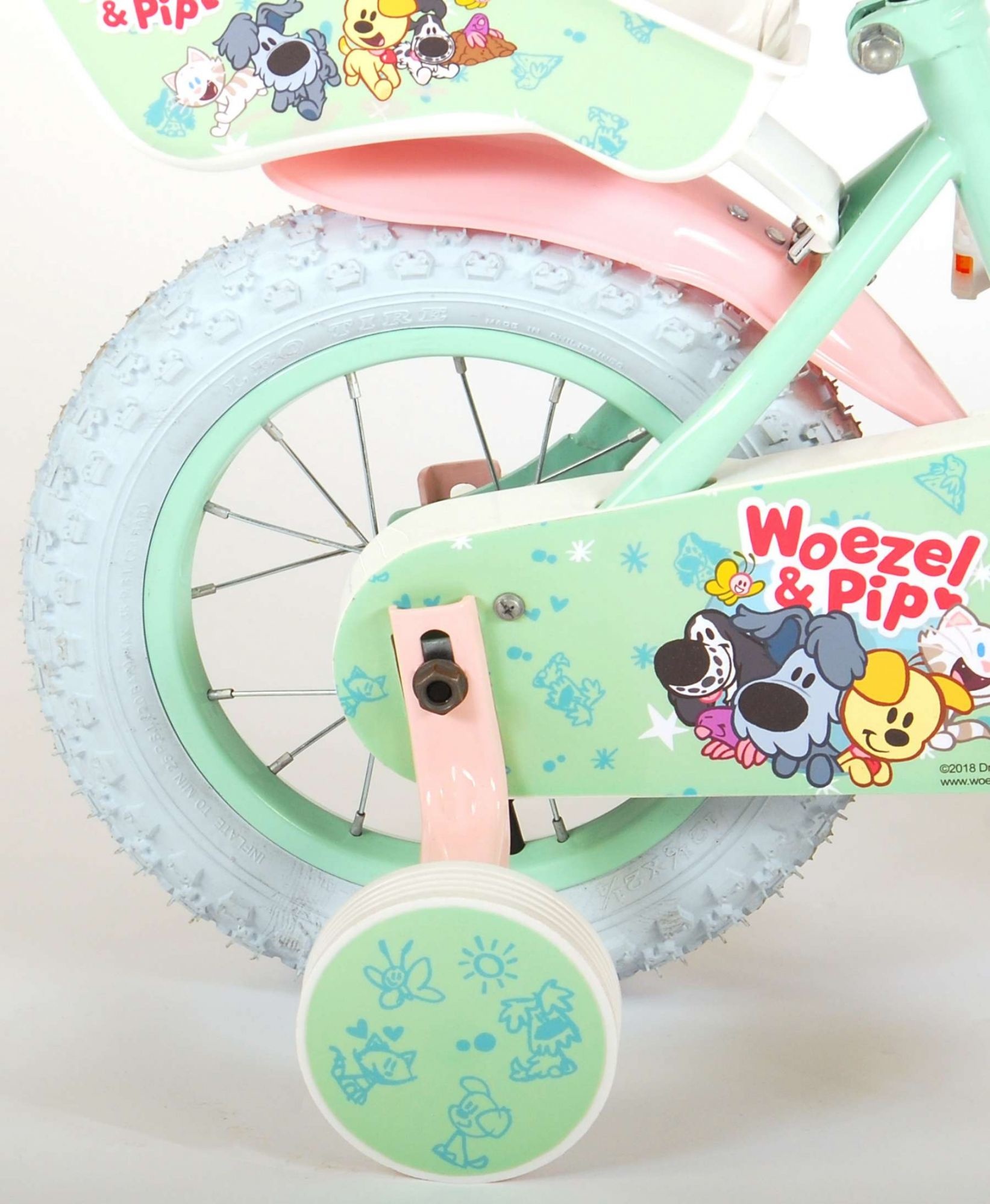 Woezel \u0026 Pip Kinderfiets Meisjes 12 inch Mint/Roze - Ado Bike