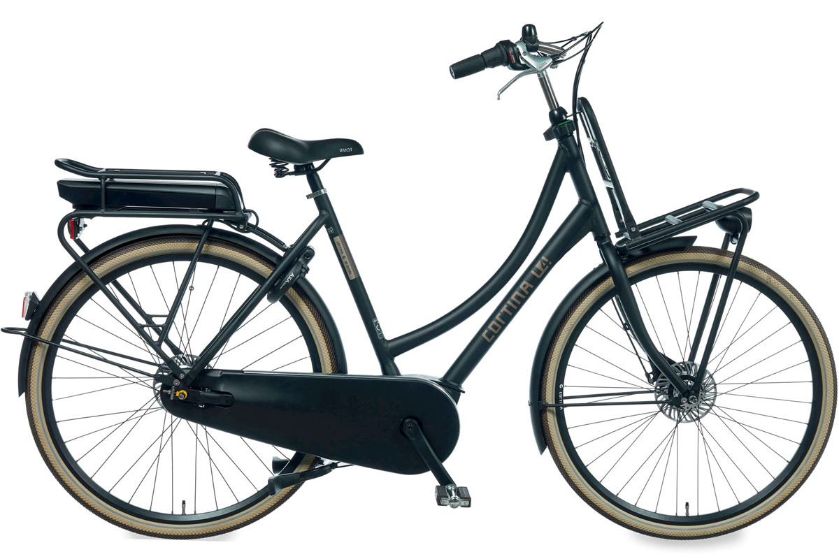Cortina EU4 Elektrische Transportfiets Dames Bosch Active Line Middenmotor  7v Jet Black Matt - Fietsenvergelijken.nl