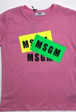 MSGM T-shirt roze fluo opdruk green geel