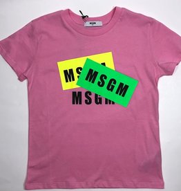 MSGM T-shirt roze fluo opdruk green geel