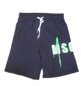 MSGM short blauw jersey fluogreen opdruk