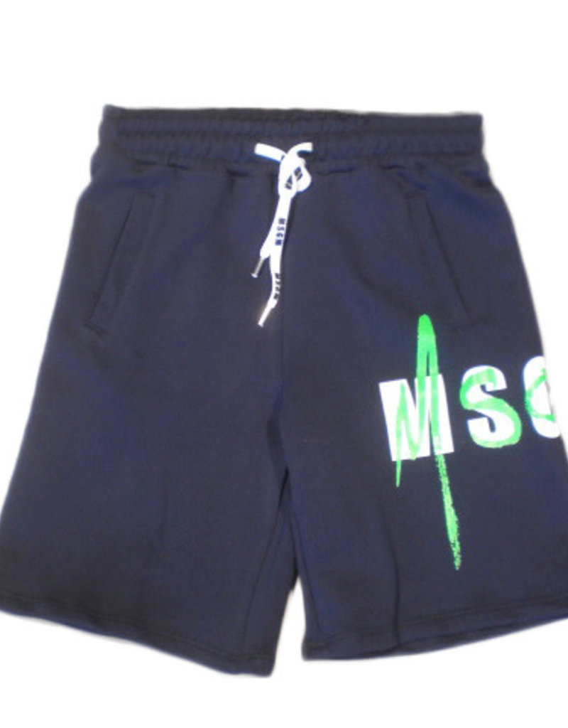 MSGM short blauw jersey fluogreen opdruk