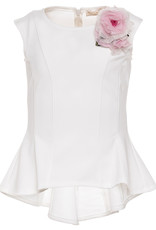 Monnalisa Top zm ecru+bloem rose