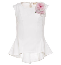 Monnalisa Top zm ecru+bloem rose