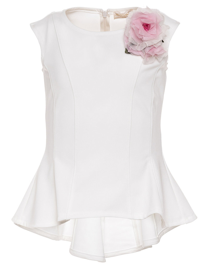 Monnalisa Top zm ecru+bloem rose