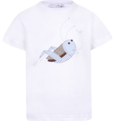 Il Gufo T-shirt wit sprinkhaan