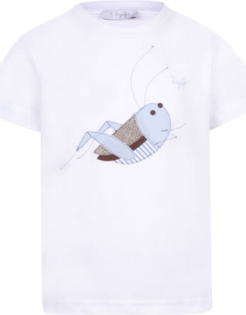 Il Gufo T-shirt wit sprinkhaan