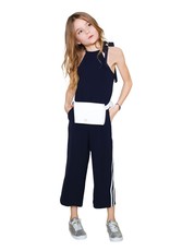 Noali jumpsuit blauw streep ecru opzij