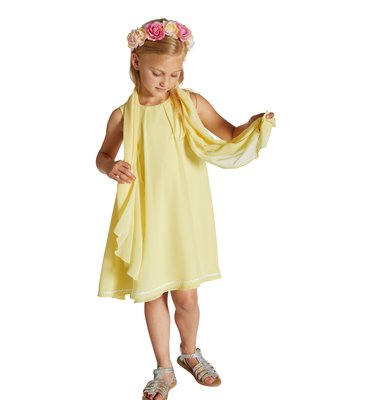 Blue Bay Party  jurk geel voile + sjaal Breonna