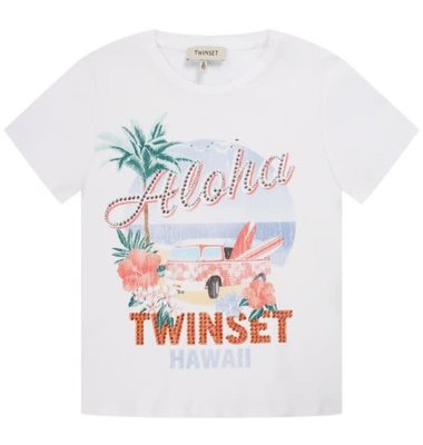 Twinset t-shirt ecru Aloha hawaï