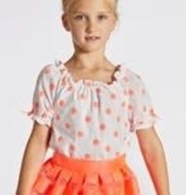Blue Bay Party  blouse ecru fluo koraal bollen Dido