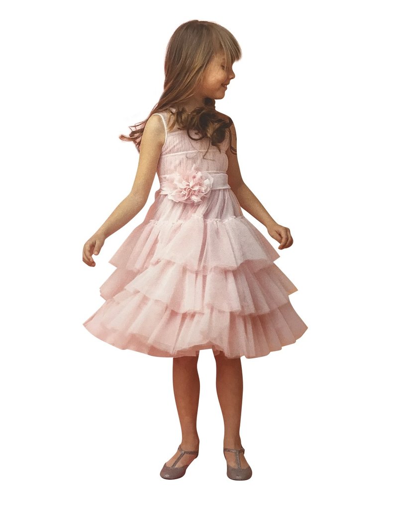 maandelijks premie Verklaring Aletta jurk roze tule ceintuur bloem limited edition