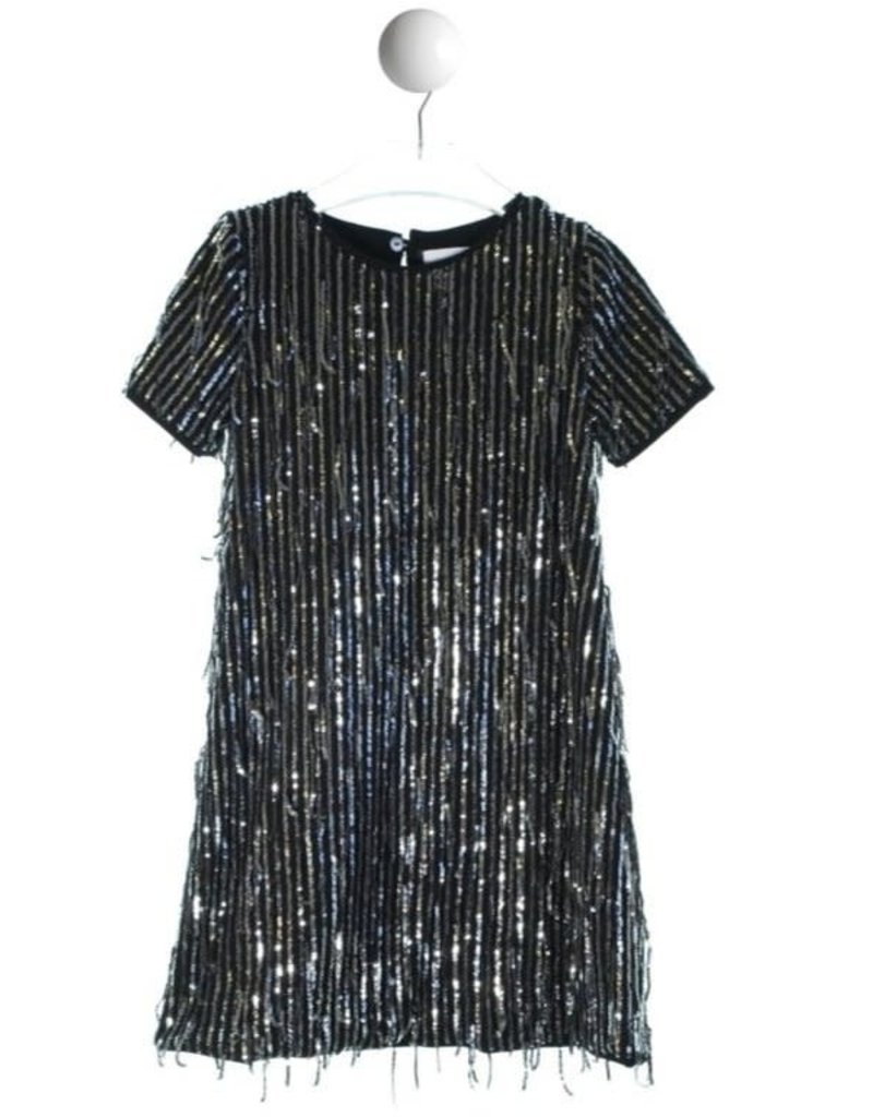 T-Love jurk km zwart glitter